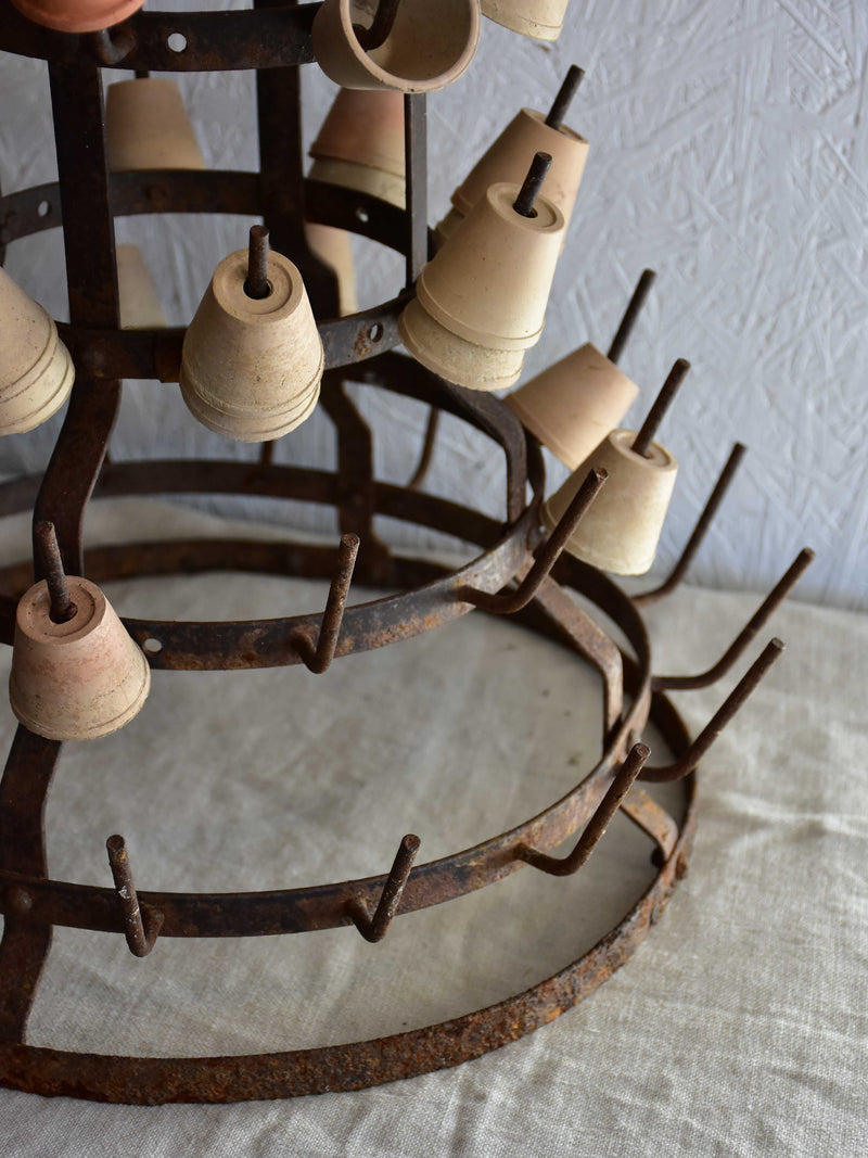 Vintage French bottle drying stand