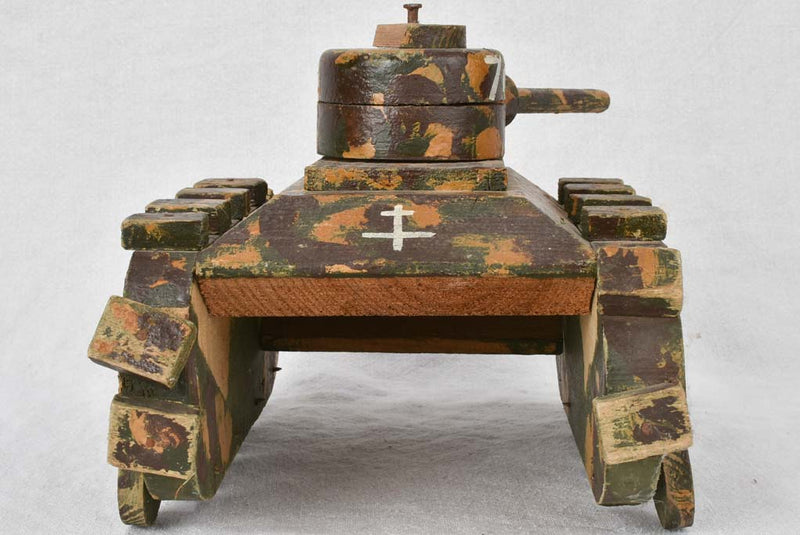 Camouflaged Handmade Wooden Toy Tanker