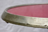 Art Nouveau cast iron bistro table with red glass table top