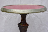 Art Nouveau cast iron bistro table with red glass table top
