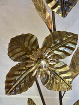 Very large vintage lamp with three large brass flowers 52¼"