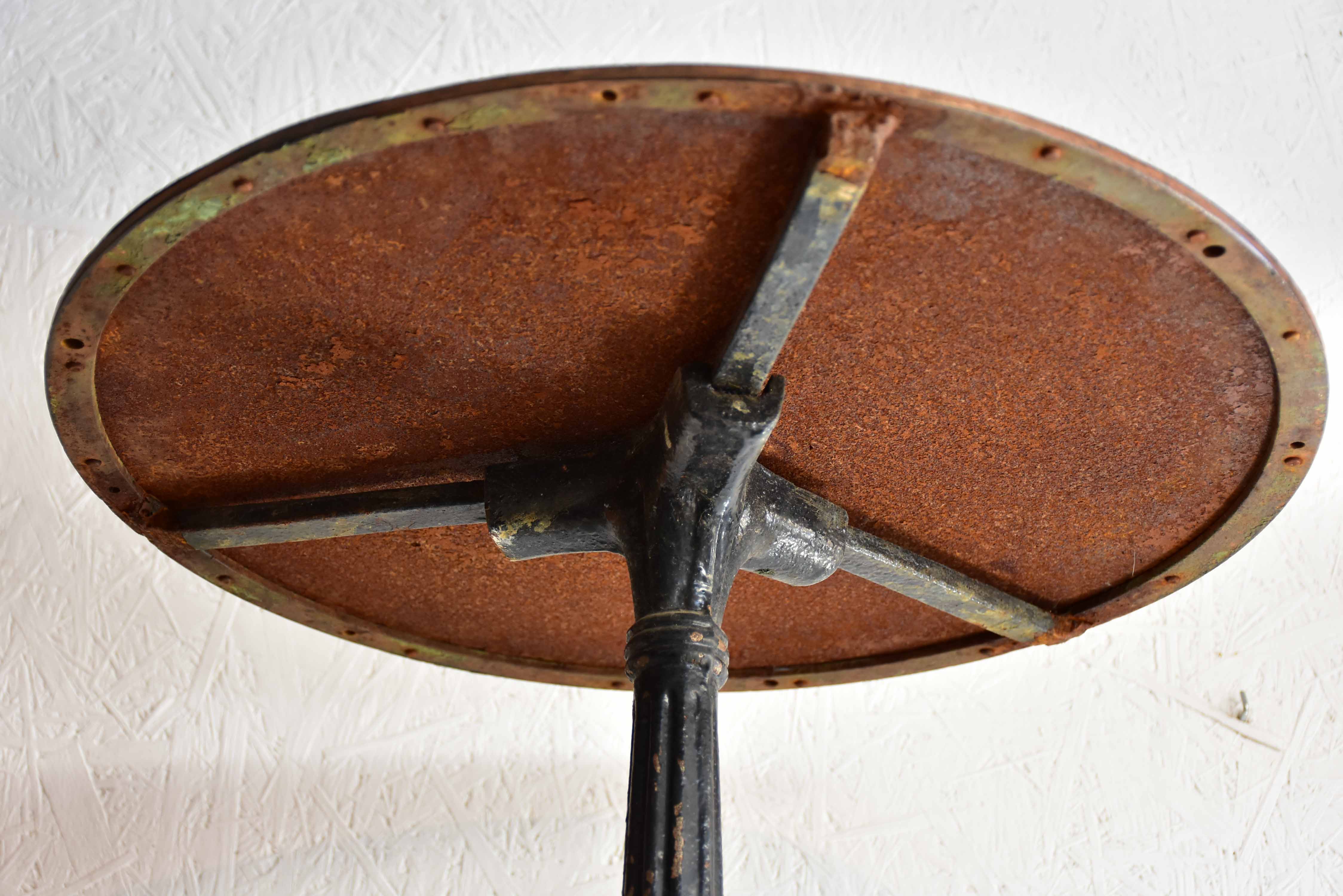 19th Century French bistro table with cast iron base
