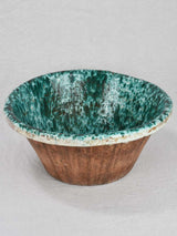 Superb large 1950s Italian bowl with speckled turquoise glaze 17¾"