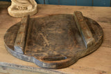 Large antique round cutting board with handle
