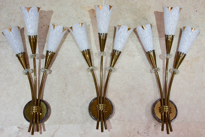 Three mid century French wall sconces