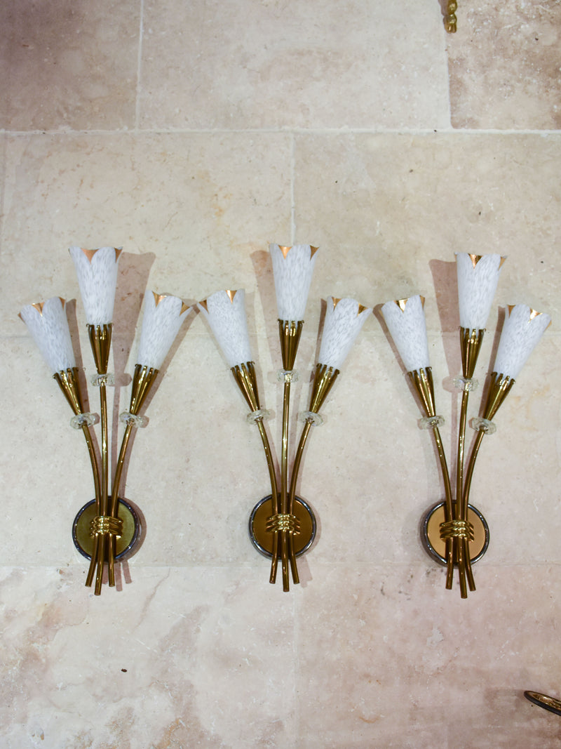 Three mid century French wall sconces
