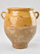 Antique French confit pot - yellow glaze 11½"