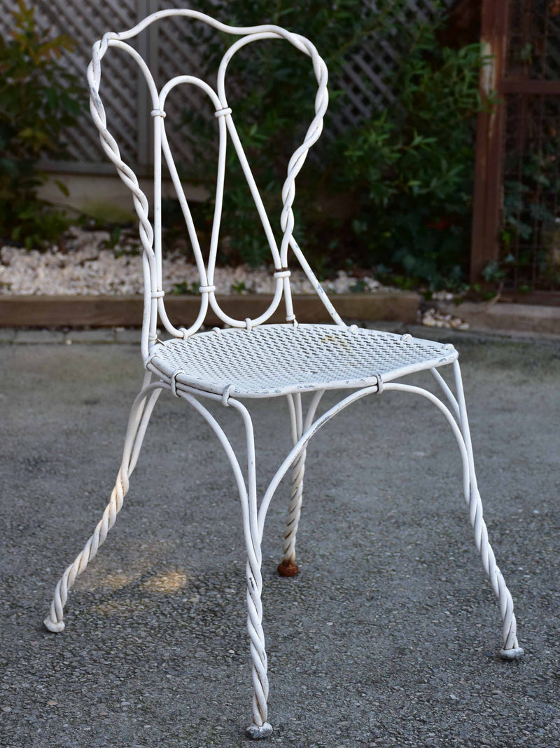 Pair of antique French garden chairs - white