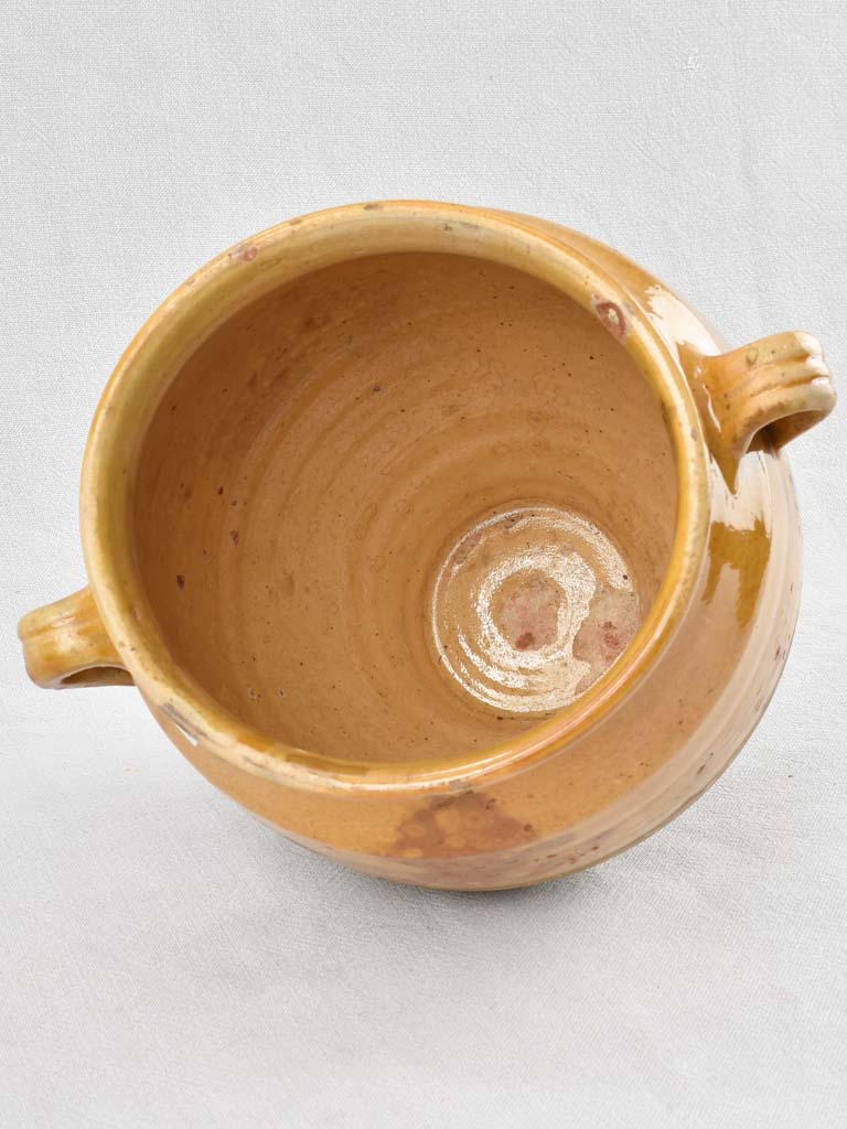 Antique French confit pot - yellow glaze 11½"