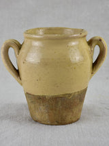 Rare small antique French confit pot with beige glaze 4¼"