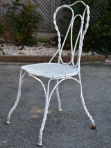 Pair of antique French garden chairs - white