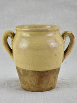 Rare small antique French confit pot with beige glaze 4¼"
