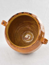 Large Antique French confit pot with yellow glaze 12½"