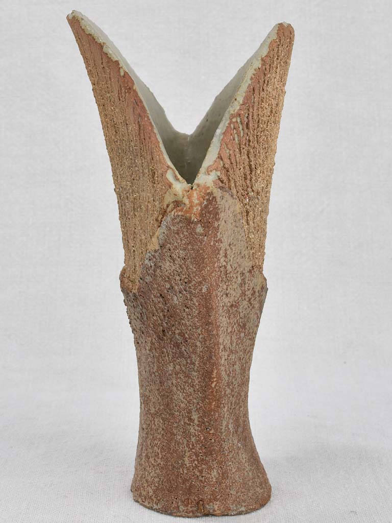 1960s sandstone Pichon shell vase 8¾"