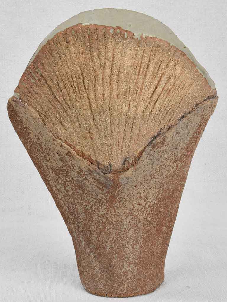1960s sandstone Pichon shell vase 8¾"