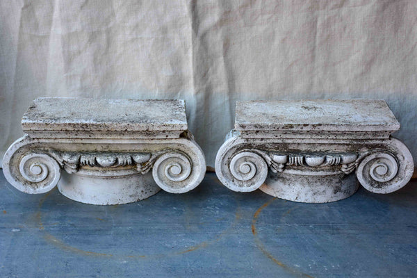 Pair of vintage Italian Ionic column capitals