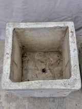 Pair of square concrete planters with white, grey and red patina 21¼"