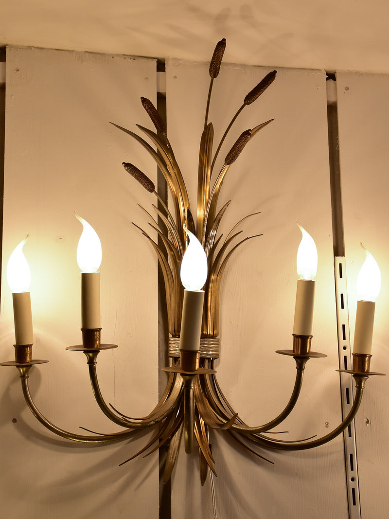 Pair of large Maison Charles wall sconces - bullrush