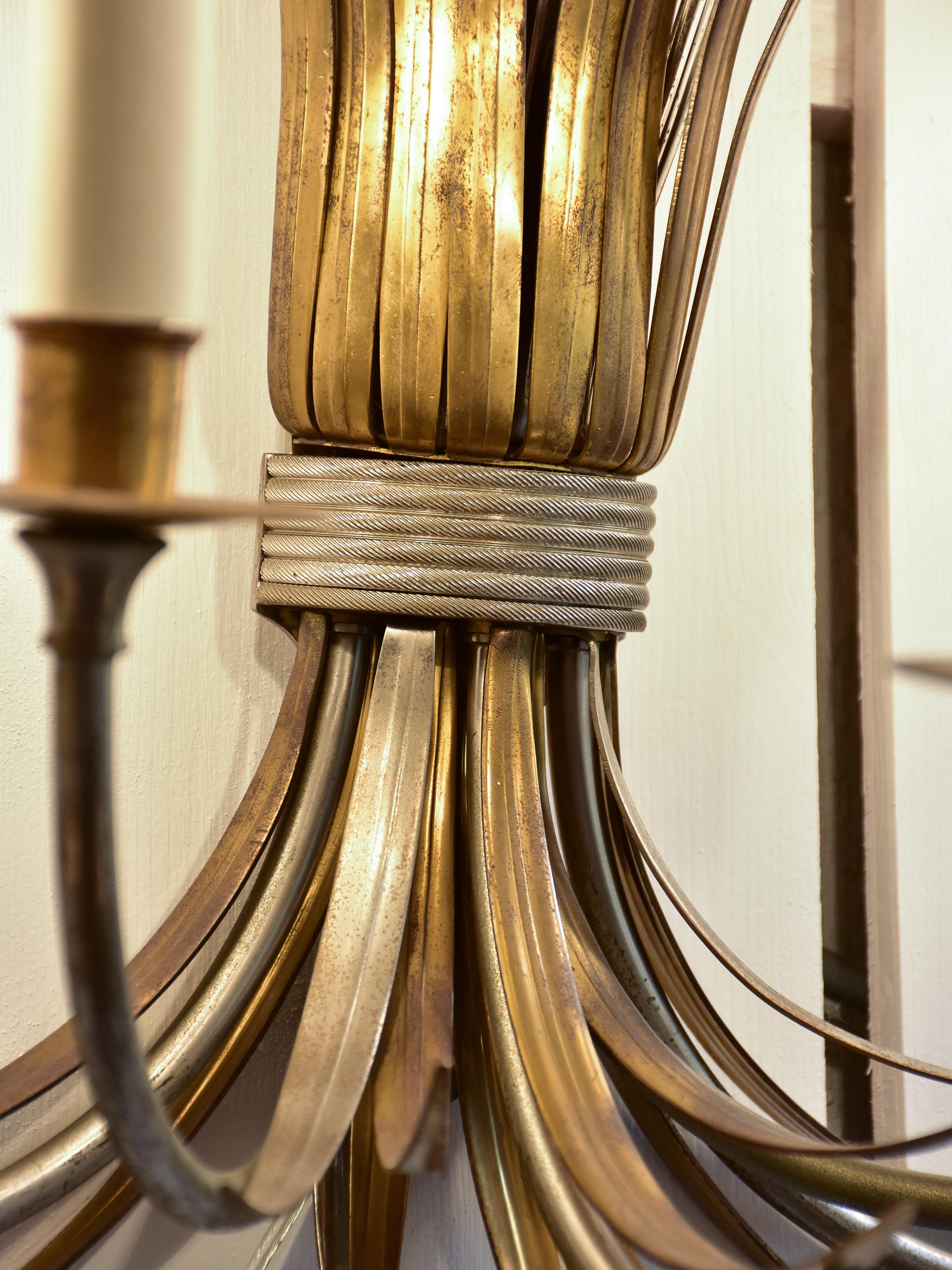 RESERVED Pair of large Maison Charles wall sconces - bullrush