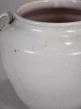 Antique French confit pot with white glaze 8¾"