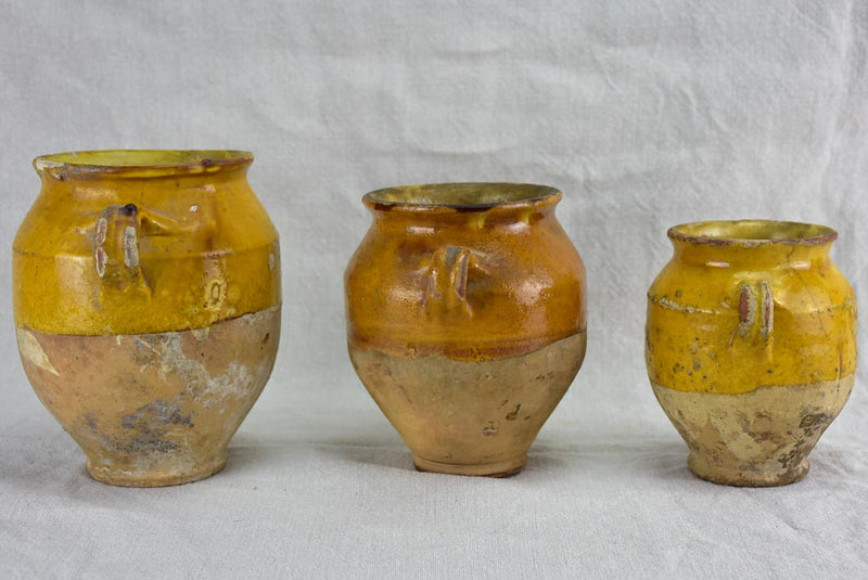 Collection of three nineteenth century French confit pots