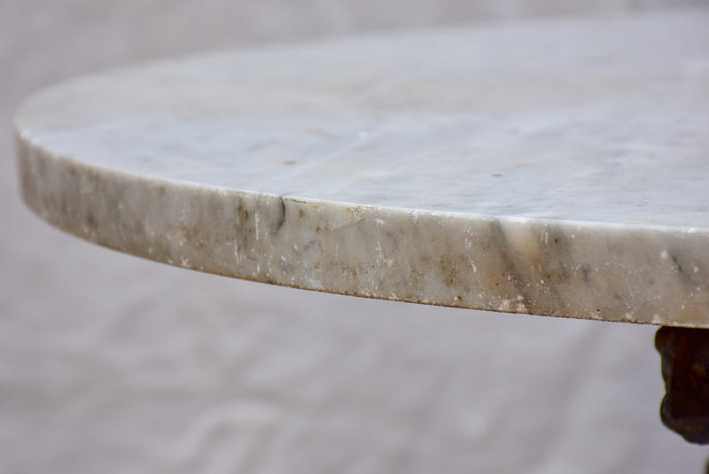 19th Century Italian marble top garden table with cast iron base