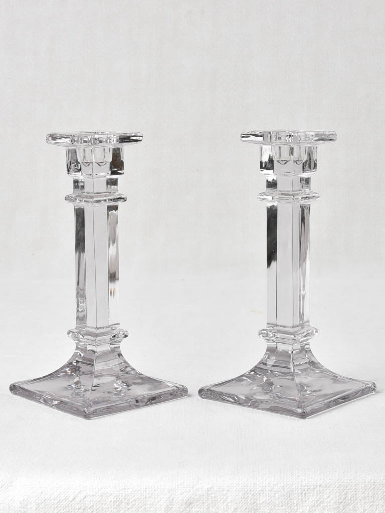 Elegant English Blown Glass Candlesticks