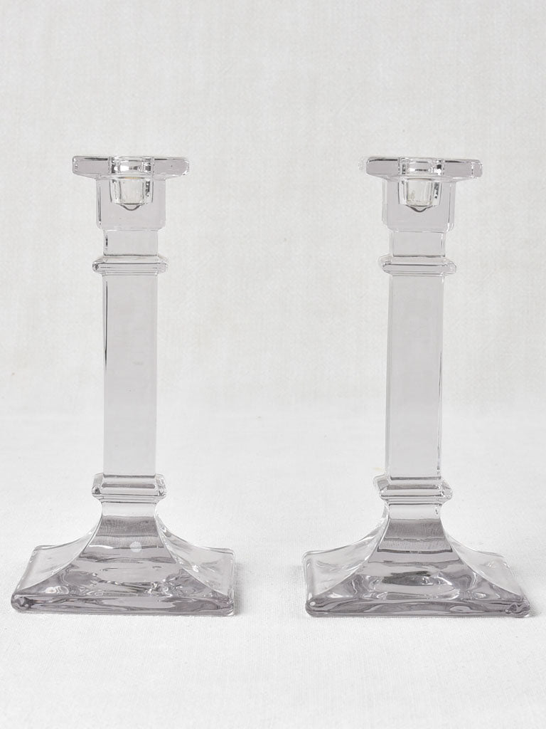 Classic Interiors Glass Candlesticks Pair