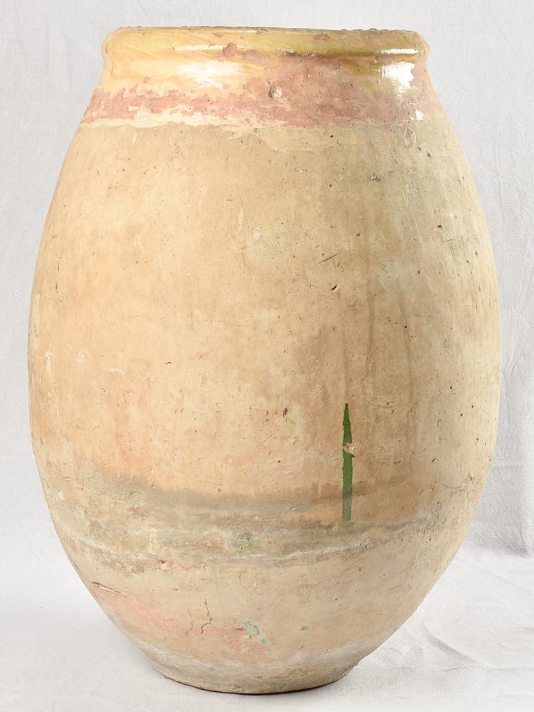 Large 18th century French oil jar from Biot with wooden lid 34¾"
