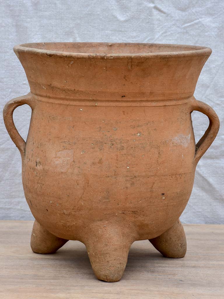 Mid century terracotta pot belly garden pot with three legs