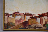 Oil on canvas painting of village rooftops - Albert Paires 1973 29½" x 37½"