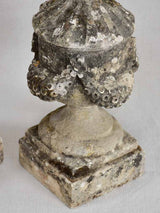 Pair of stone architectural ornaments from the 19th century - pot a feu 17"