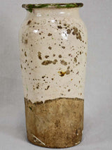 Unusual French vase from the early 20th century - beige & green glaze 10¼"