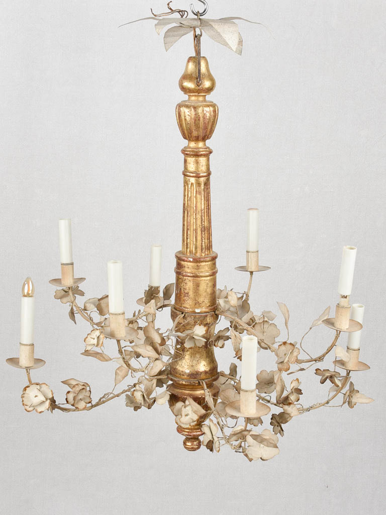 Vintage blossom tole chandelier with 8 arms 31½" x 27½"