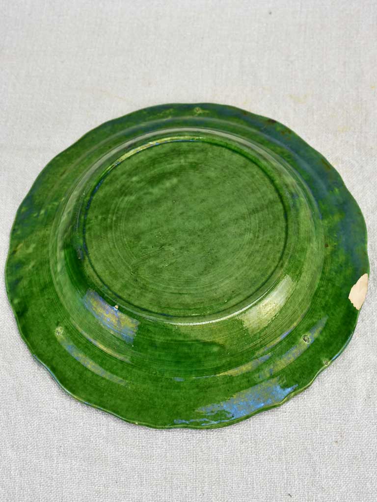 Collection of three early twentieth century green bowls and one green plate