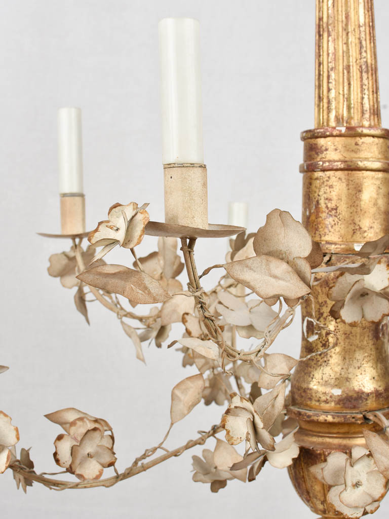Vintage blossom tole chandelier with 8 arms 31½" x 27½"