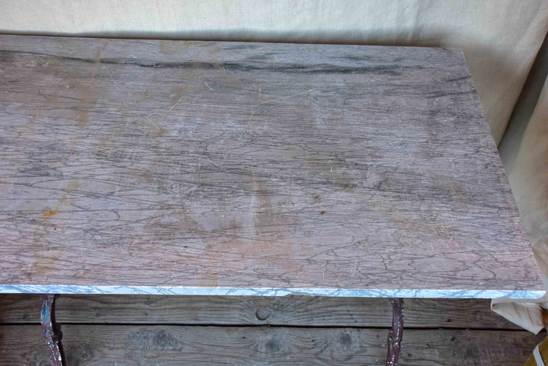 Rectangular Italian garden table with bardiglio marble top