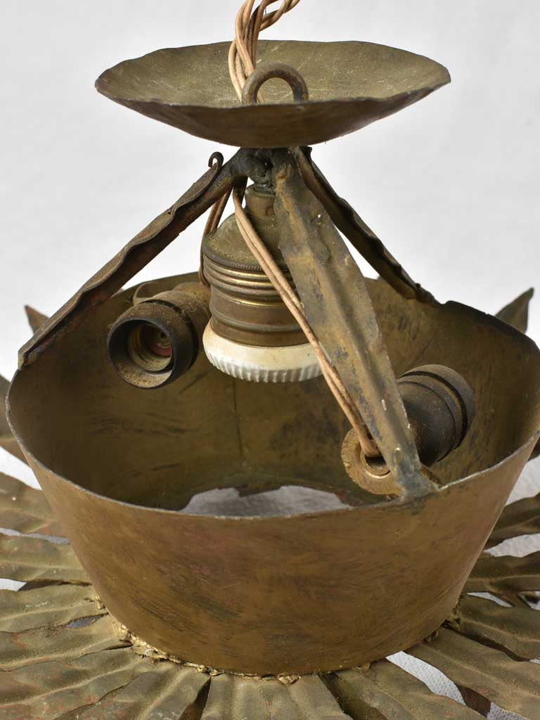 1960s brass ceiling light - sunburst 13½"