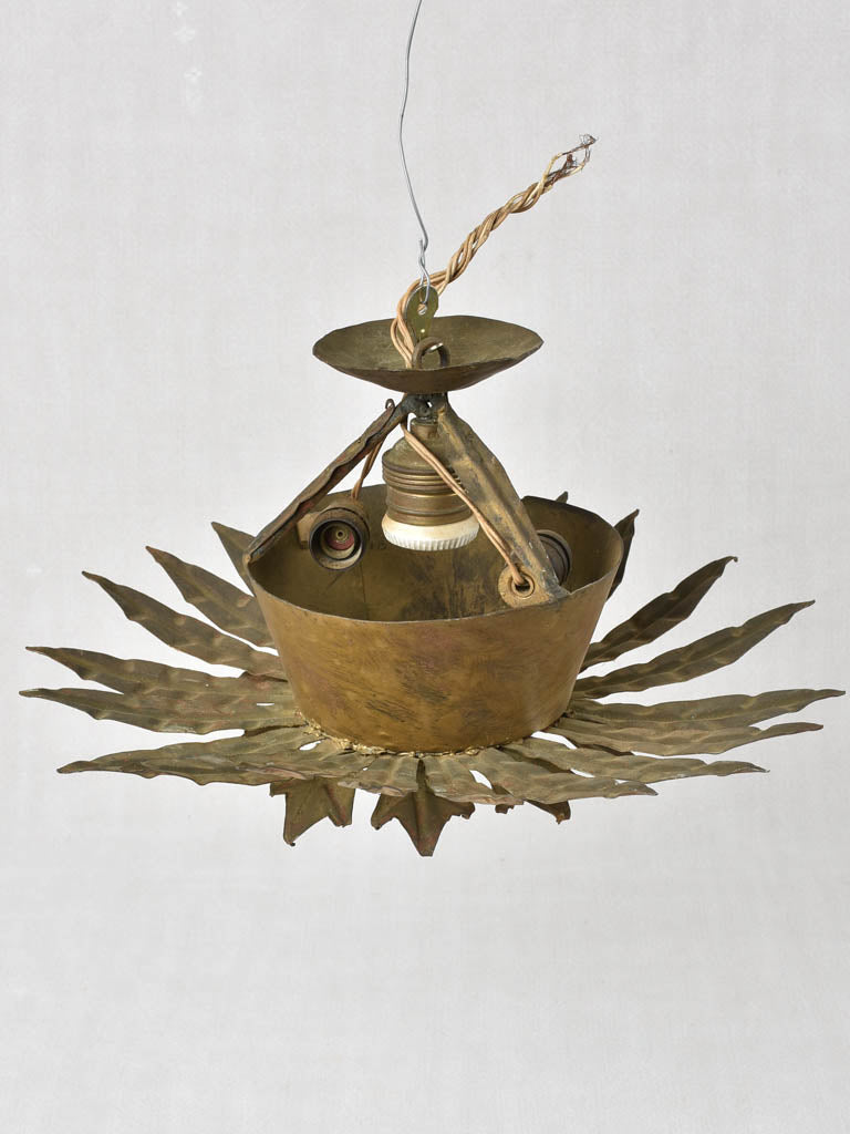 1960s brass ceiling light - sunburst 13½"