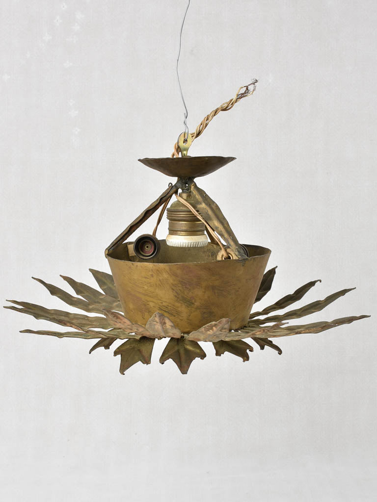 1960s brass ceiling light - sunburst 13½"