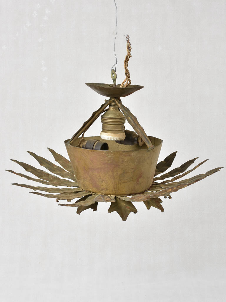 1960s brass ceiling light - sunburst 13½"