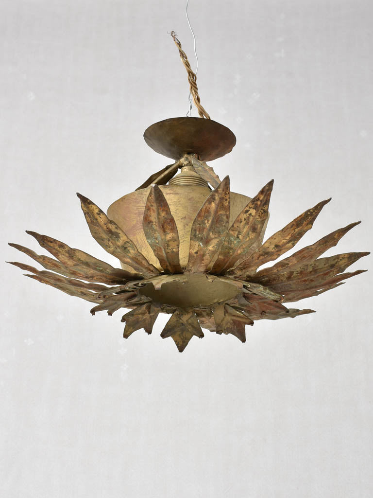 1960s brass ceiling light - sunburst 13½"
