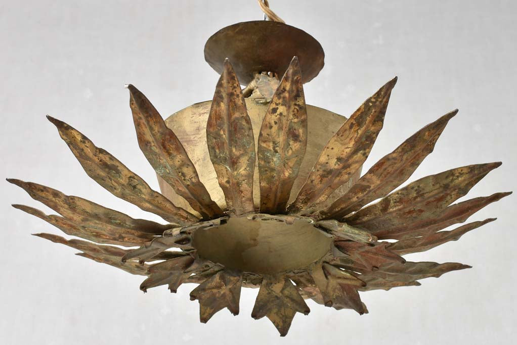 1960s brass ceiling light - sunburst 13½"