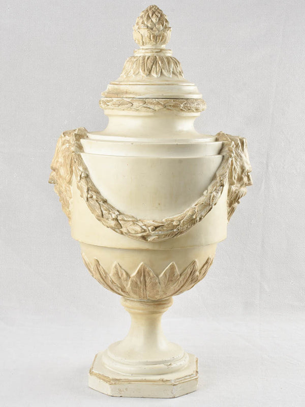 Antique Large Ceramic Urn Beige Finish