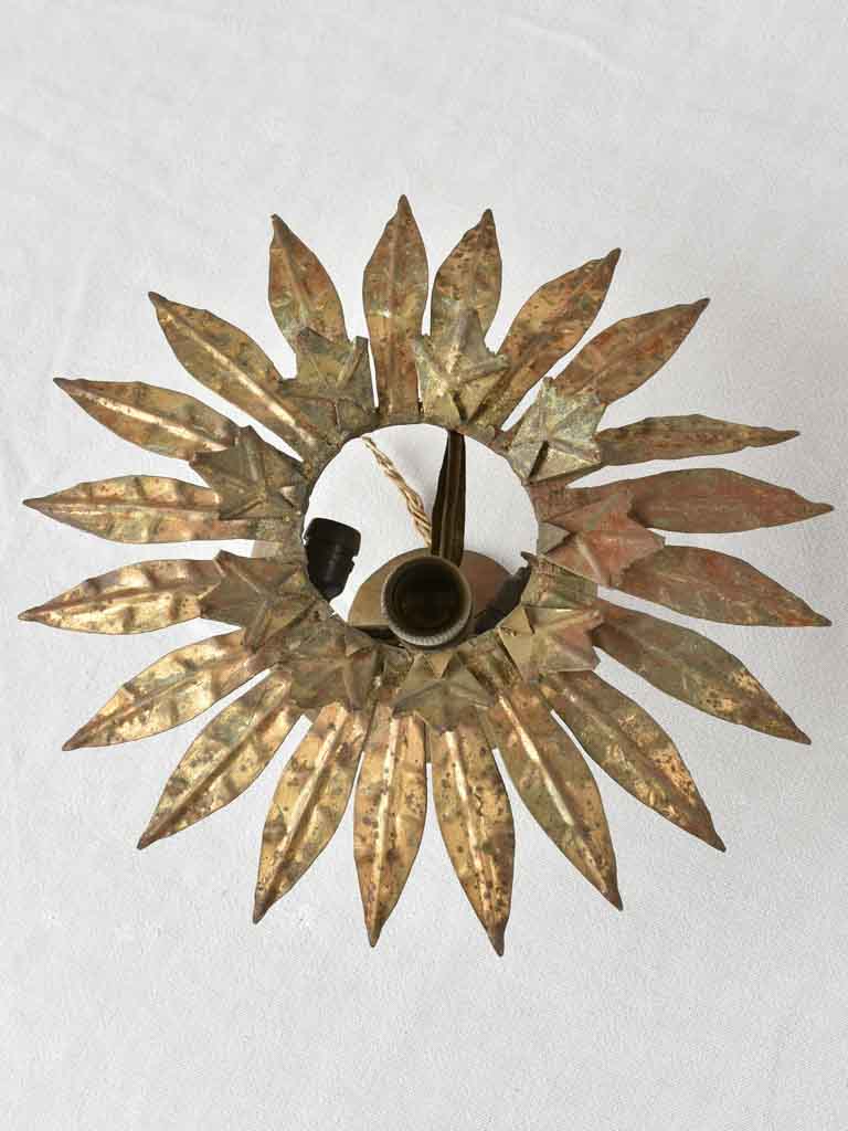 1960s brass ceiling light - sunburst 13½"