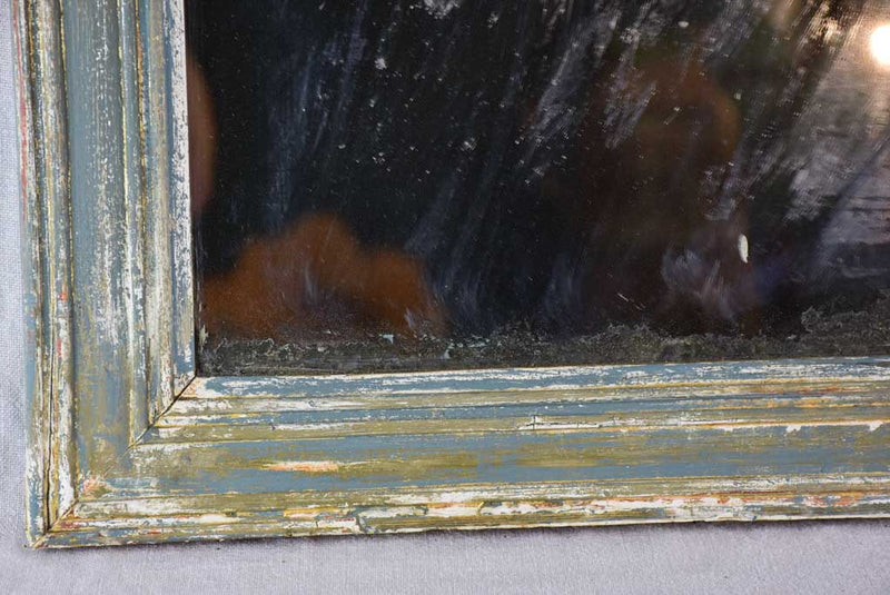 19th-century French mirror with timeworn glass and patinated timber frame 23¾" x 27½"