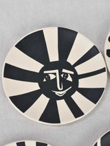 12 plates, beige & black, abstract faces 9"