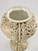 Pair of intricate Italian floral urns 19"