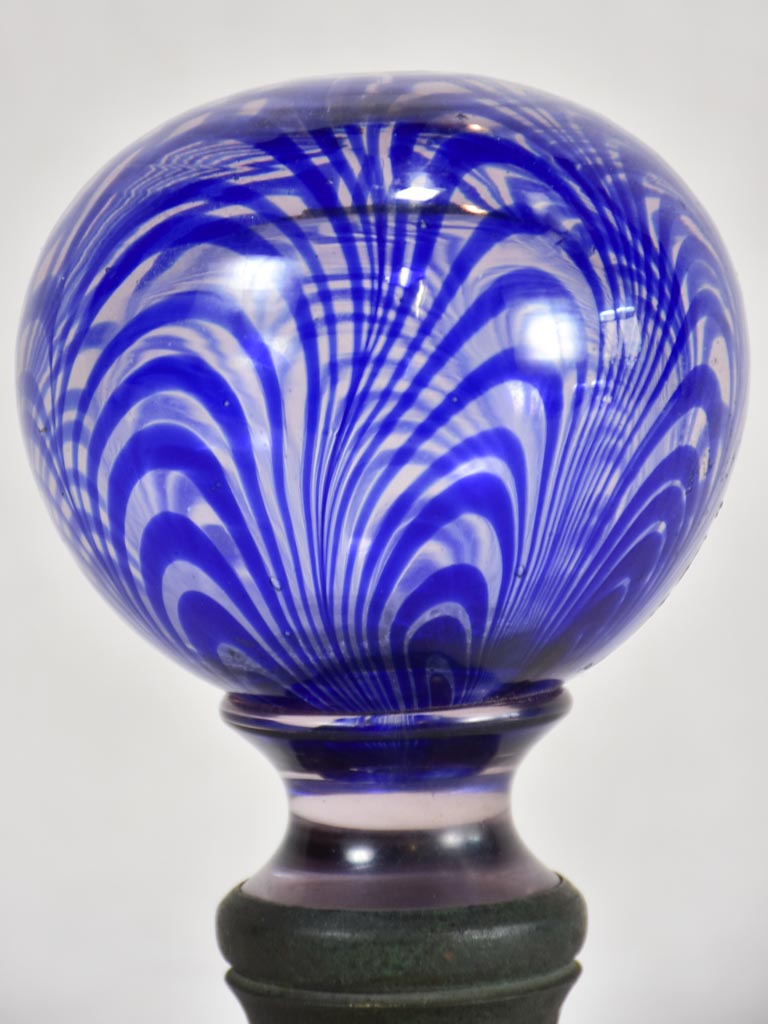 19th-century blue glass balustrade ball