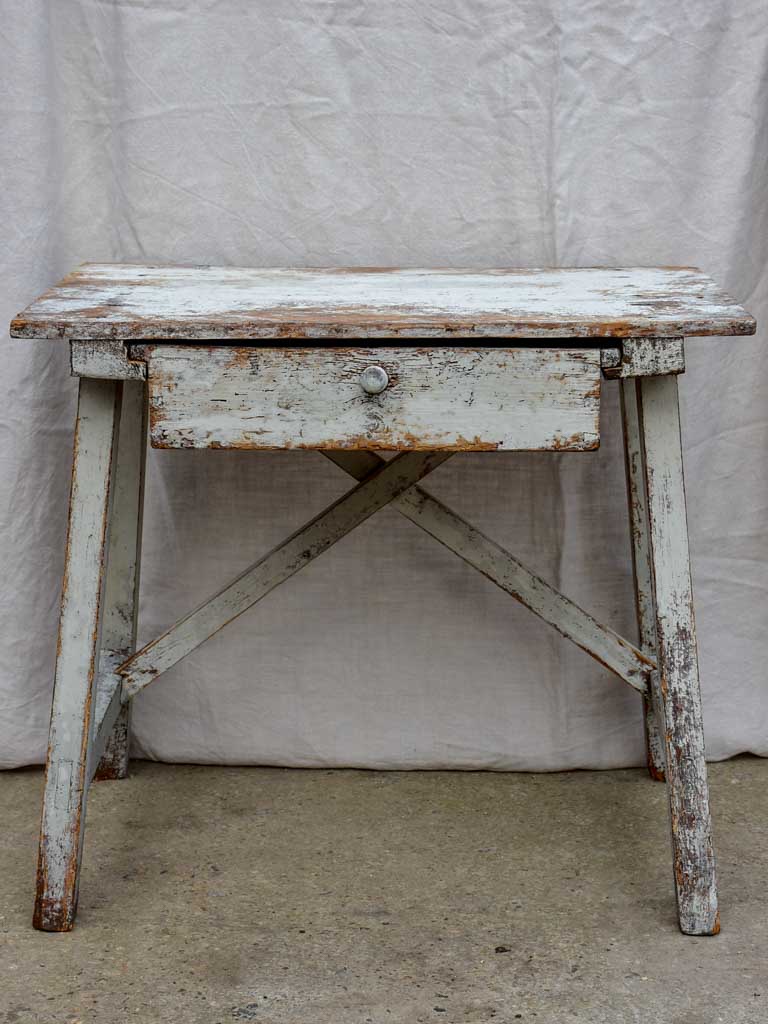 Rustic farm table with drawer and cross bracing
